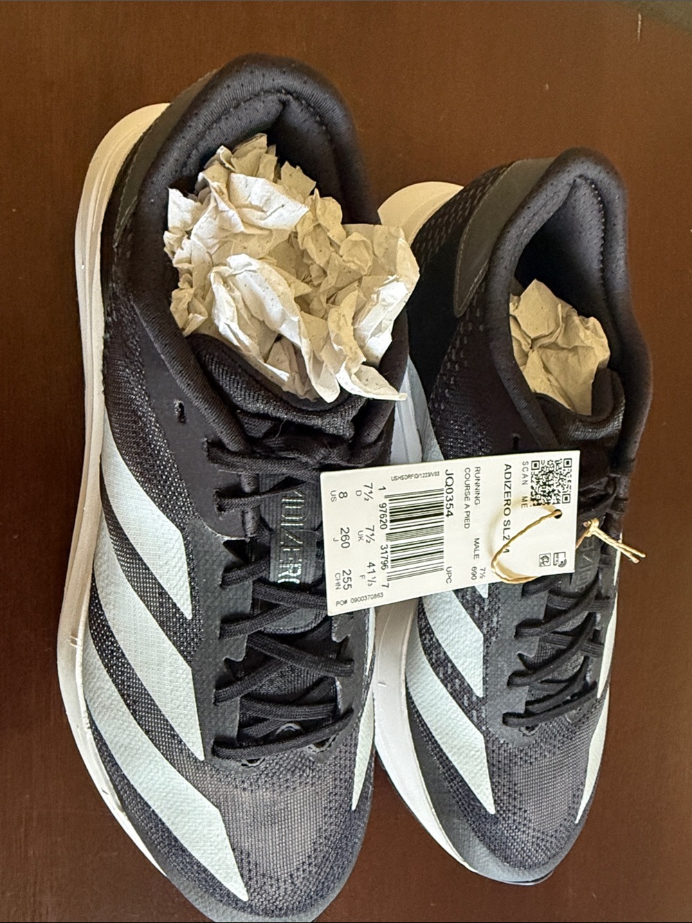adidas  zero Men’s Black and White Running Sneakers